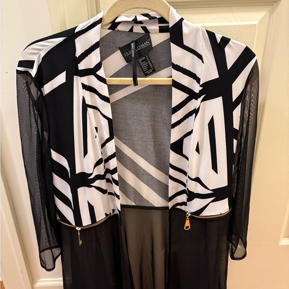 Frank Lyman Design Black and White Striped Cardigan